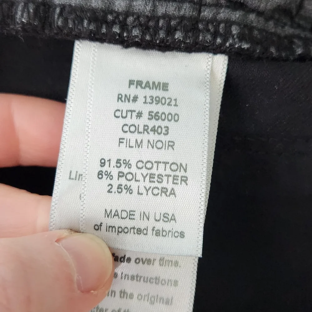 Frame Le Color Ripped Jeans In Film Noir - Picture 7 of 7